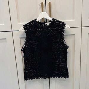 RW&CO. Black Lace Sleeveless Blouse